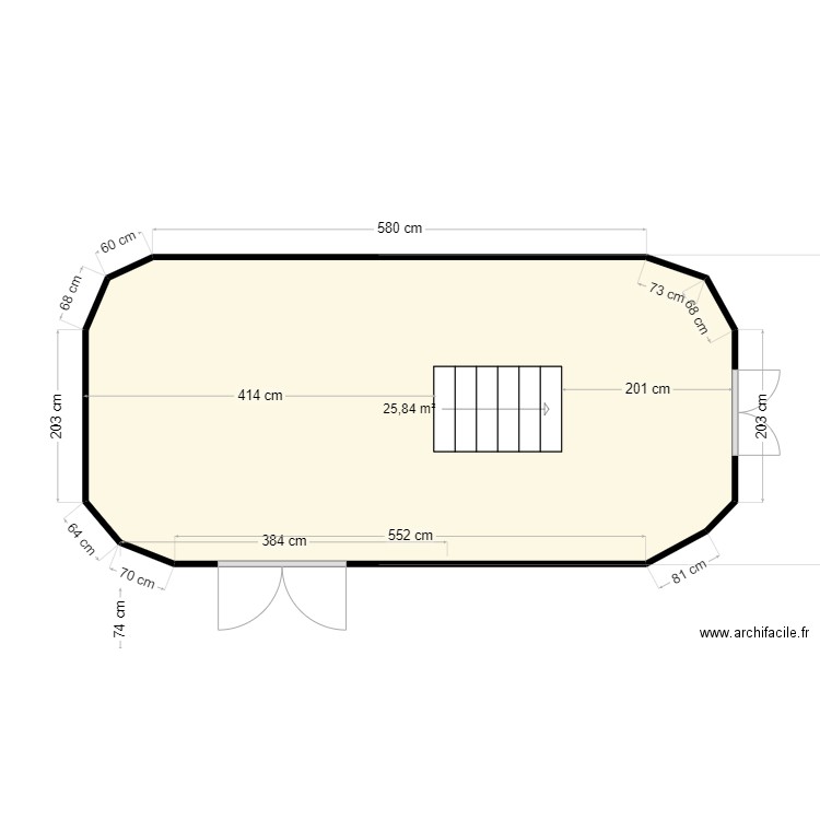 Plan serre V2. Plan de 1 pièce et 26 m2