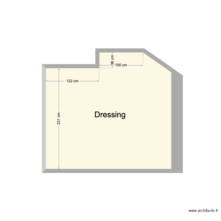 Chambre dressing. Plan de 1 pièce et 7 m2