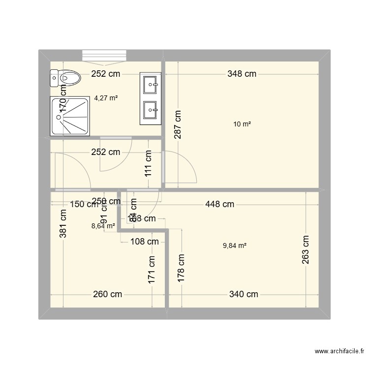 Maison St VICTORET. Plan de 4 pièces et 33 m2