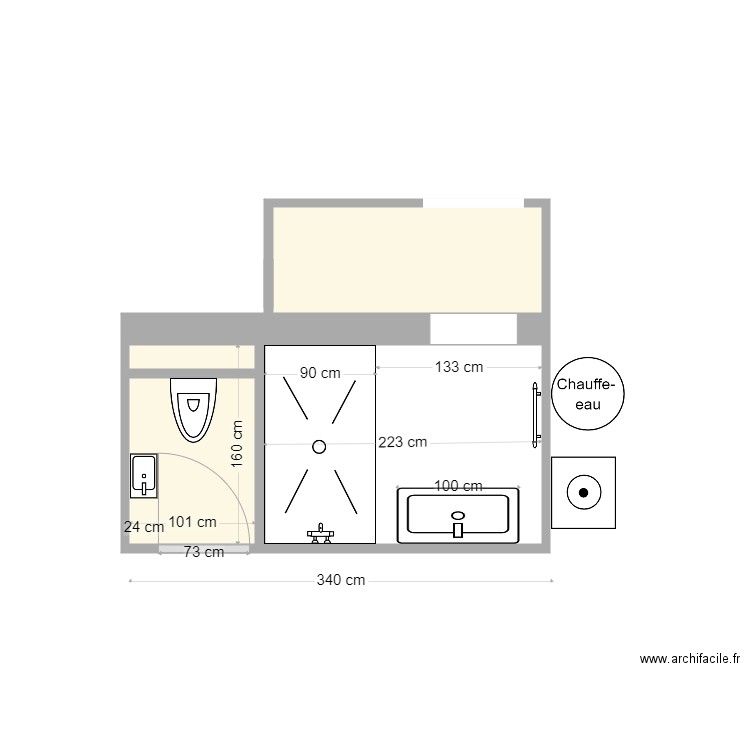 sdb bas sanary. Plan de 3 pièces et 3 m2