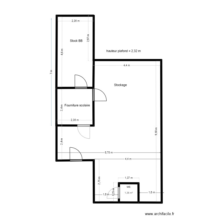 Pertuis. Plan de 1 pièce et 1 m2