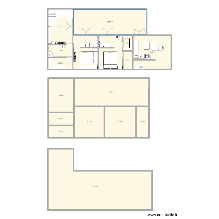 Castel . Plan de 17 pièces et 214 m2