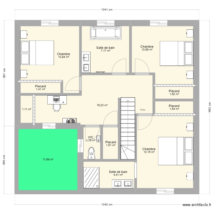 terrain stro ESSAI 1er étage 125 m2 bis. Plan de 13 pièces et 83 m2