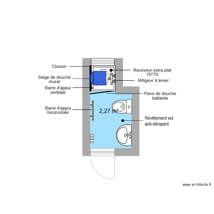 Projet BOUGALMI. Plan de 1 pièce et 2 m2