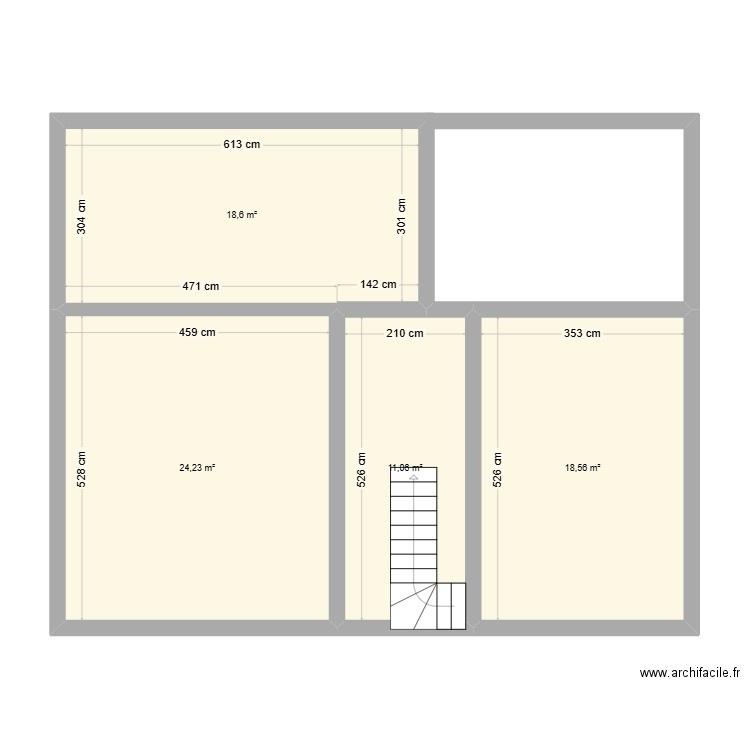 plan Chemiré 1er étage. Plan de 4 pièces et 72 m2