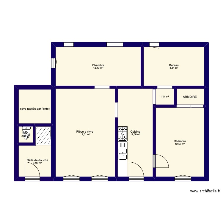 MERLET. Plan de 10 pièces et 78 m2