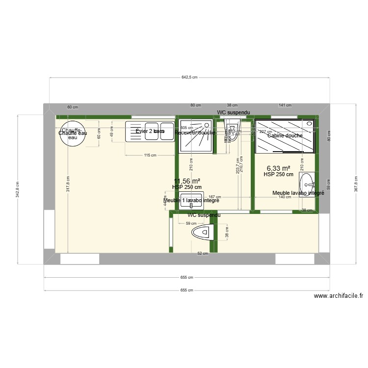 LOMENADE. Plan de 2 pièces et 26 m2