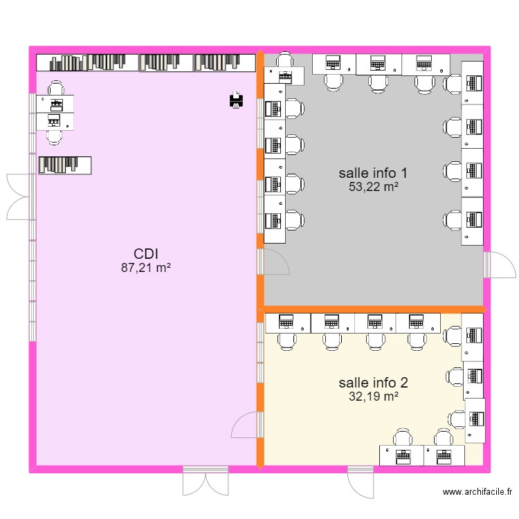 cdi. Plan de 3 pièces et 173 m2