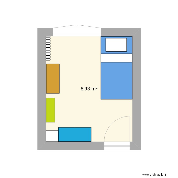 Chambre Manon. Plan de 1 pièce et 9 m2