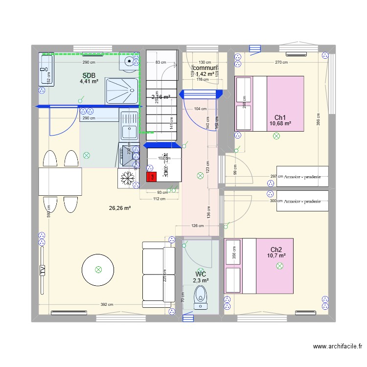 CARPIQUET 13 RTE BAYEUX -RDC ZONE SOL. Plan de 7 pièces et 58 m2