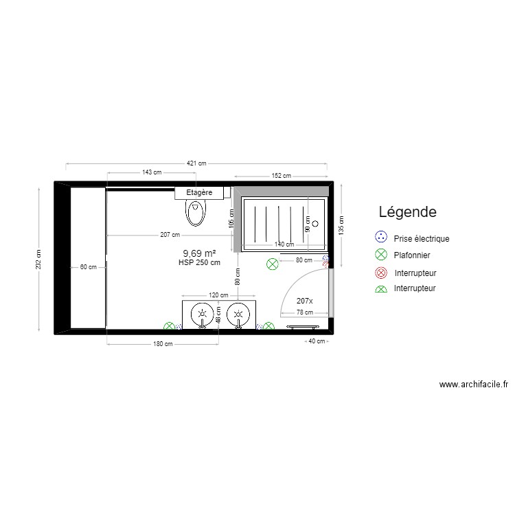 Projet Martin. Plan de 1 pièce et 10 m2