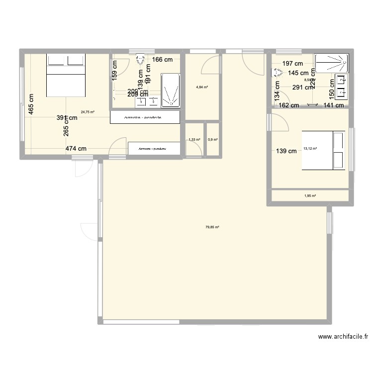 Projet 7. Plan de 18 pièces et 284 m2