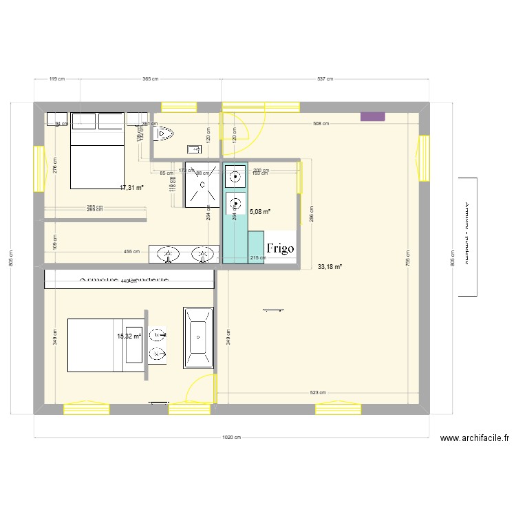 Bellet 4. Plan de 4 pièces et 71 m2