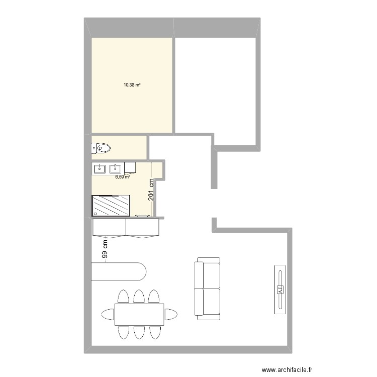 appartement mahau. Plan de 2 pièces et 17 m2