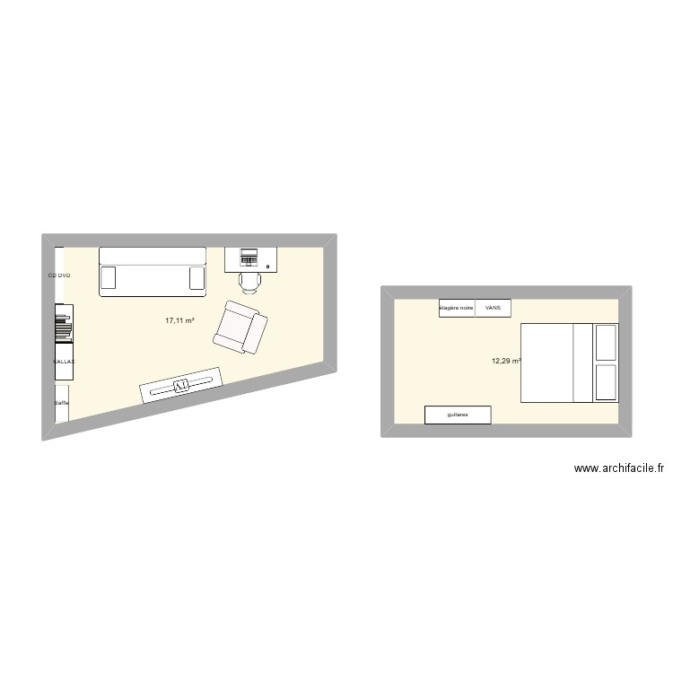 bourges. Plan de 2 pièces et 29 m2