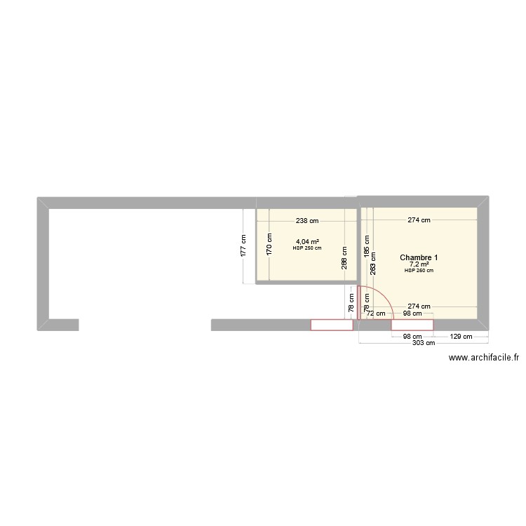 Essai maison M1. Plan de 2 pièces et 11 m2