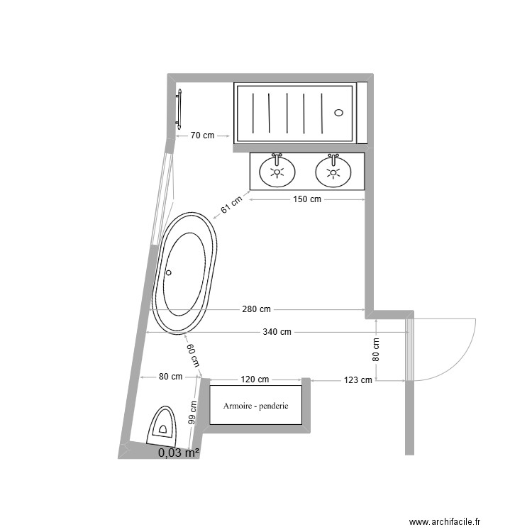 SDB  1. Plan de 1 pièce et 0 m2