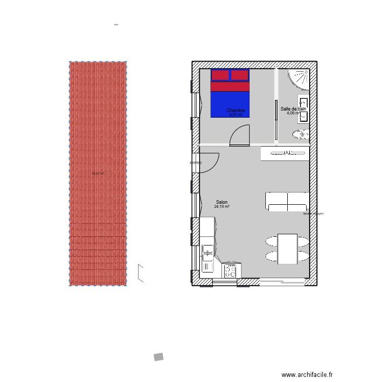 projet 1. Plan de 3 pièces et 38 m2