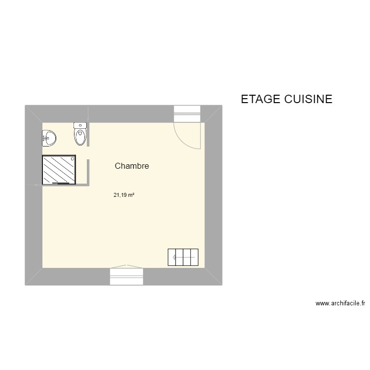 FERLIGNE ETAGE CUISINE. Plan de 1 pièce et 21 m2