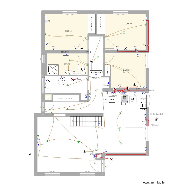 Le vallon. Plan de 11 pièces et 81 m2