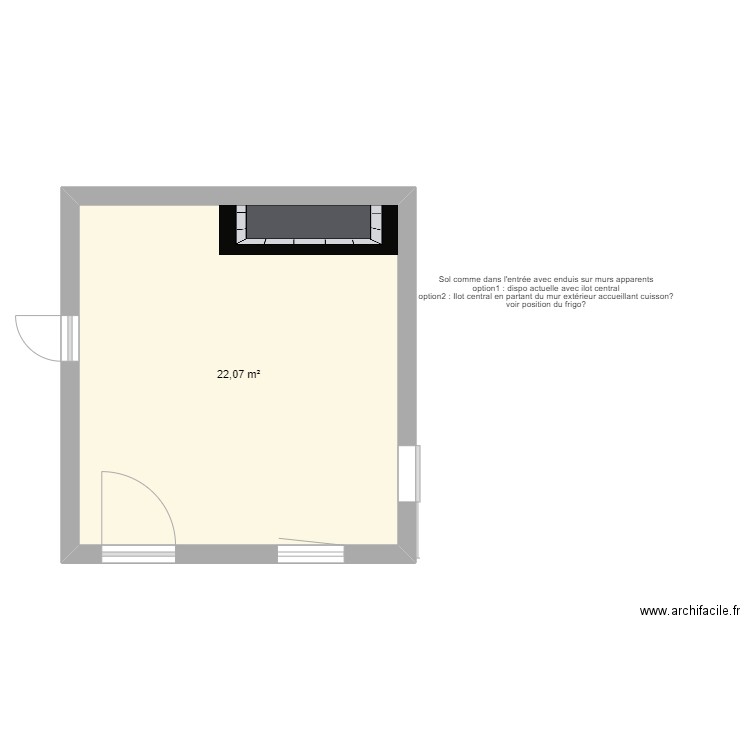 CUISINE. Plan de 1 pièce et 22 m2