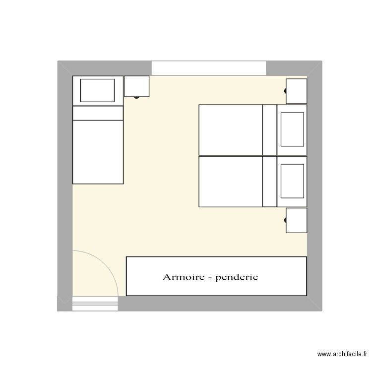 chambre. Plan de 1 pièce et 16 m2