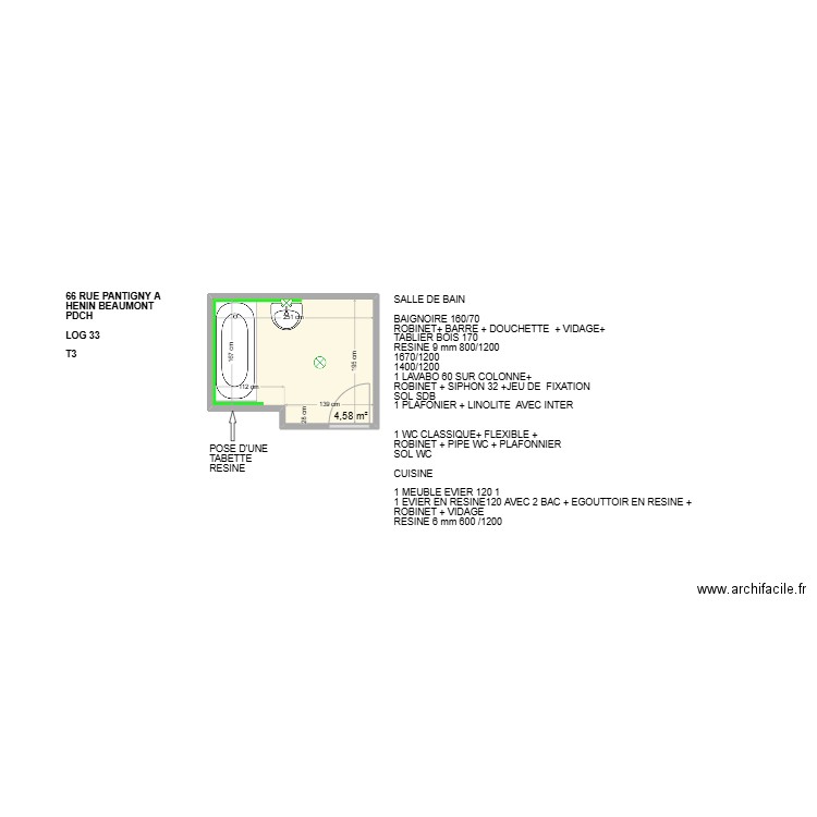 RESIDENCE PANTIGNY LOG 33. Plan de 1 pièce et 5 m2