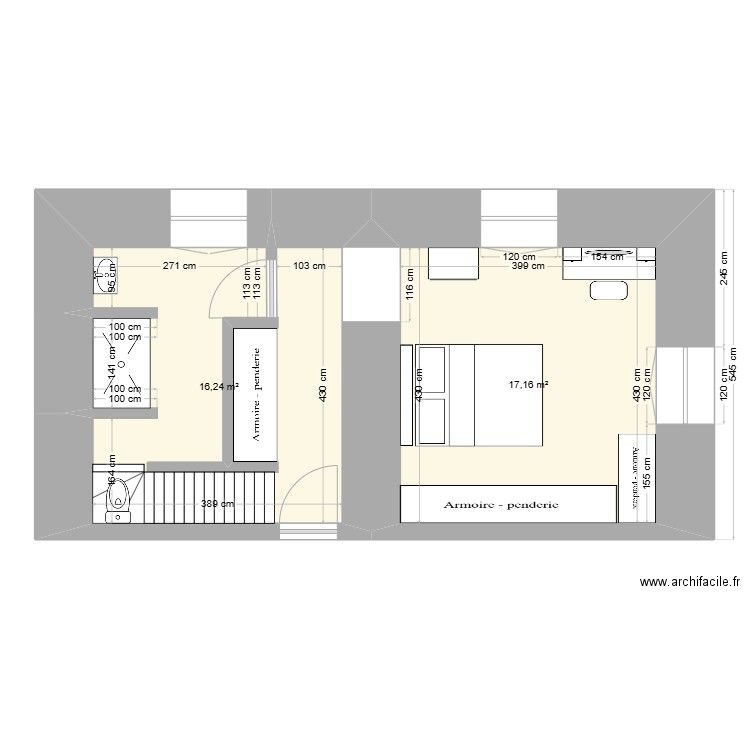 1er Etage 3. Plan de 2 pièces et 33 m2