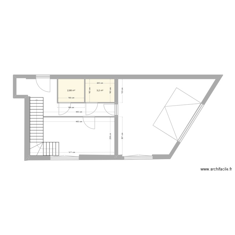 soussol impression. Plan de 2 pièces et 6 m2