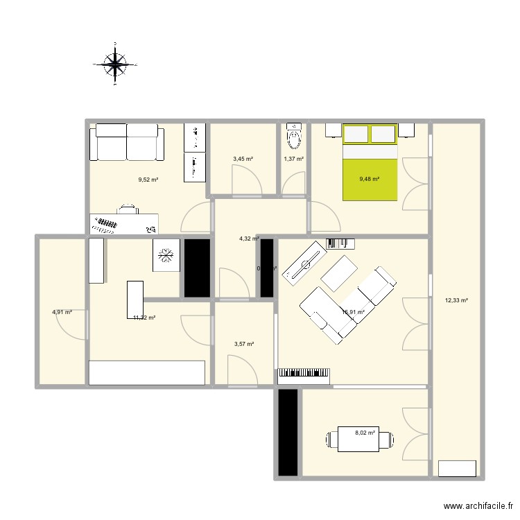 appartement le pradet. Plan de 14 pièces et 87 m2