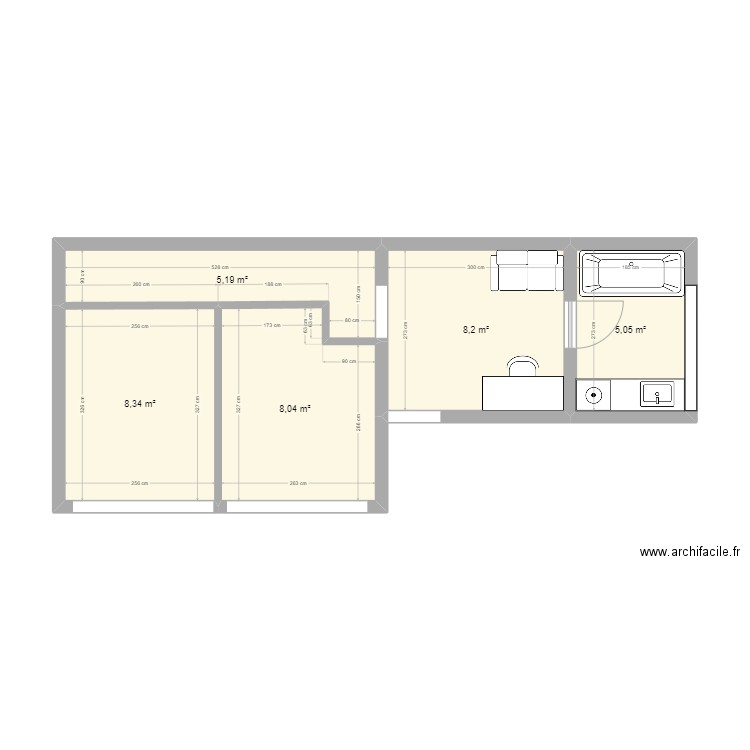 bas vitry. Plan de 5 pièces et 35 m2