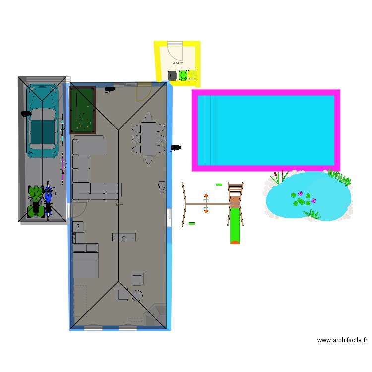 FUTUR MAISON . Plan de 2 pièces et 72 m2