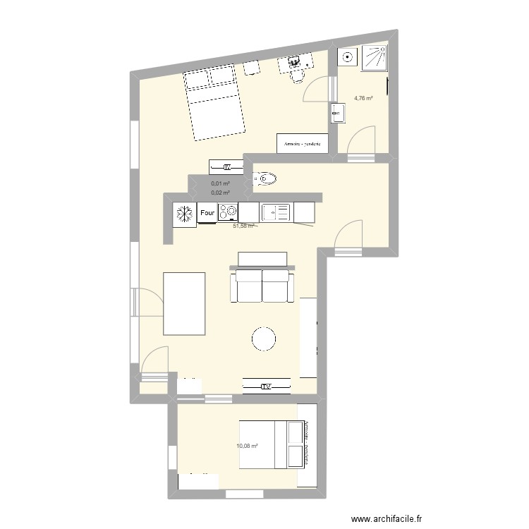 AppartThumeries. Plan de 5 pièces et 66 m2