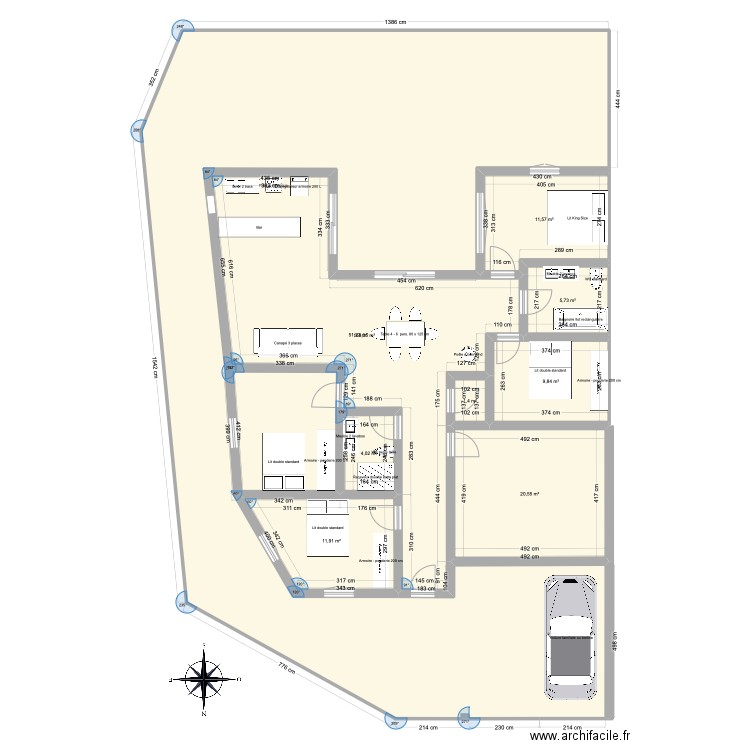 brem1. Plan de 9 pièces et 285 m2