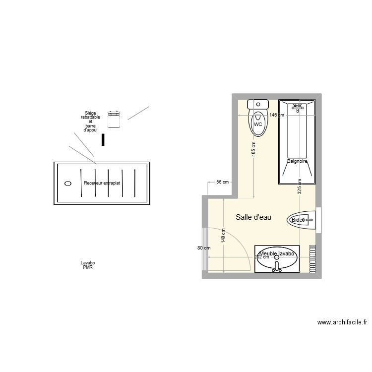 RIEU Existant. Plan de 1 pièce et 6 m2