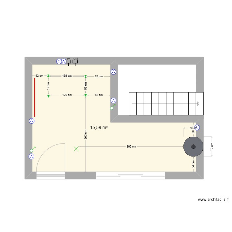 Peronnes Projet B. Plan de 1 pièce et 16 m2