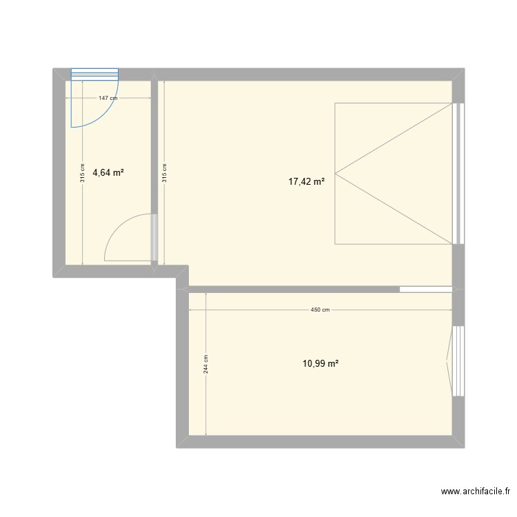 garage cloison. Plan de 3 pièces et 33 m2