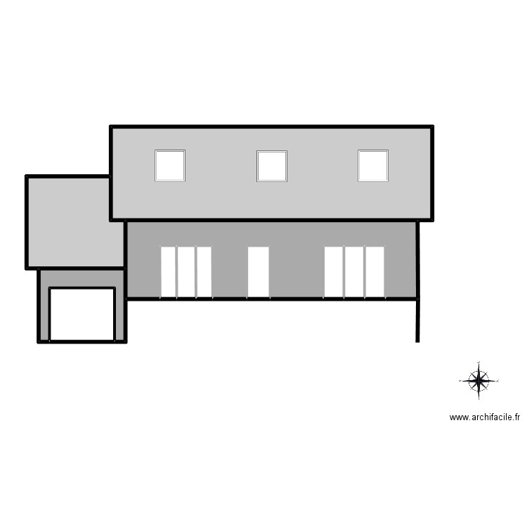 Facade Est . Plan de 12 pièces et 89 m2