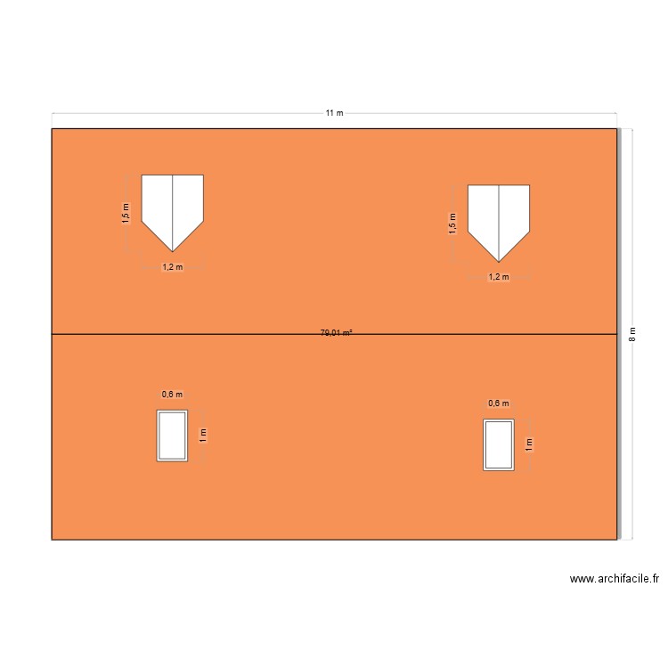 PROJET TOITURE AVANT. Plan de 1 pièce et 79 m2