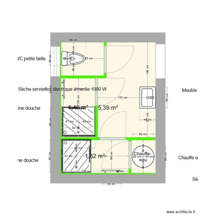 sdb4. Plan de 3 pièces et 12 m2