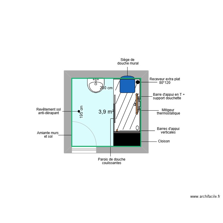 Projet DESSERT. Plan de 1 pièce et 4 m2