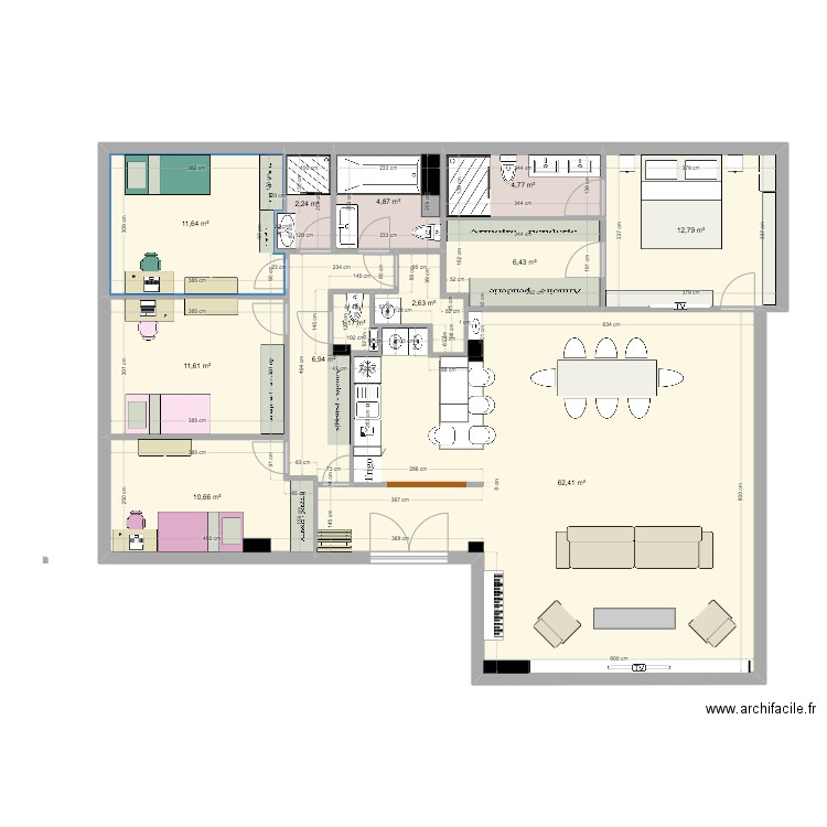 Foch V2. Plan de 12 pièces et 138 m2