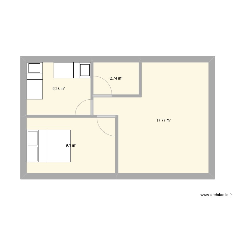 PLAN BUNGALOW 2 . Plan de 4 pièces et 36 m2