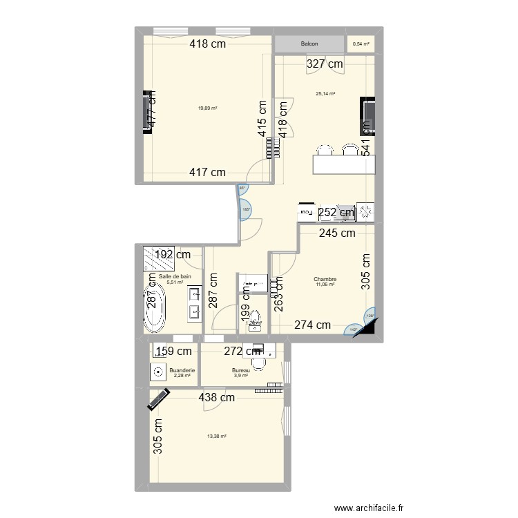 Heurteloup V03. Plan de 13 pièces et 85 m2