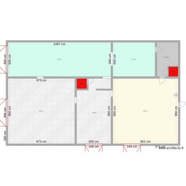 sci des magasins. Plan de 8 pièces et 351 m2