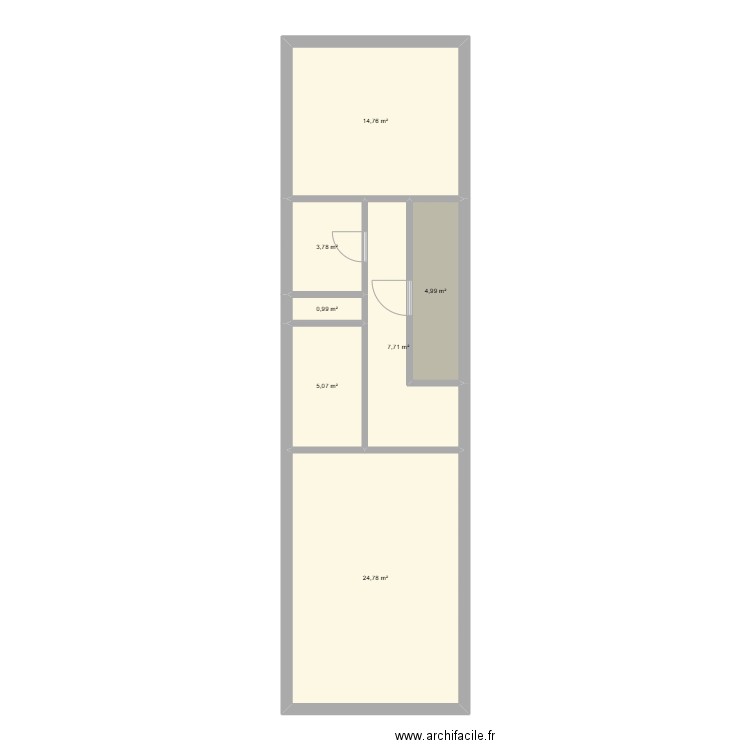 plan appartement guillemins modifié. Plan de 7 pièces et 62 m2