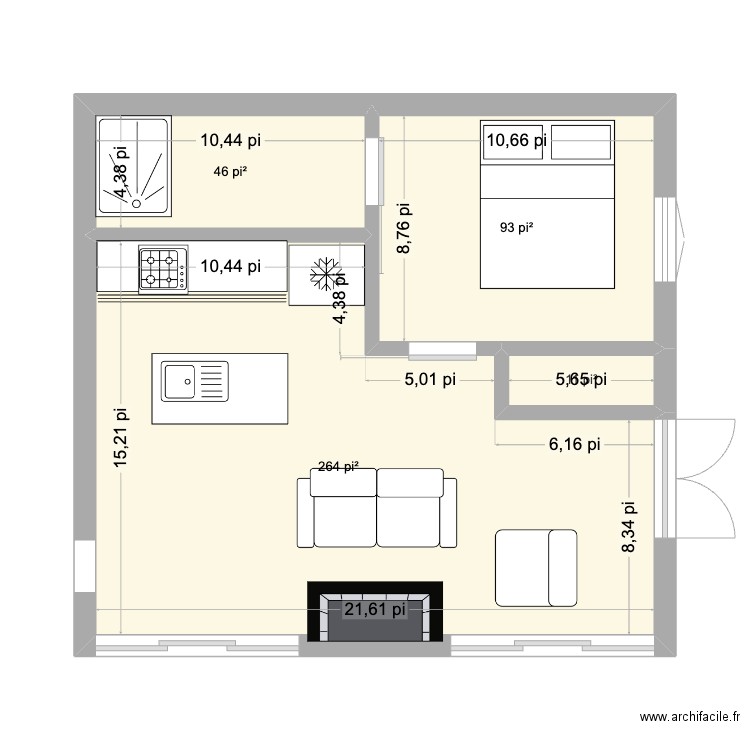 Plan 1. Plan de 4 pièces et 39 m2