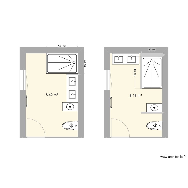 SDB PARENTS CELINE. Plan de 3 pièces et 17 m2