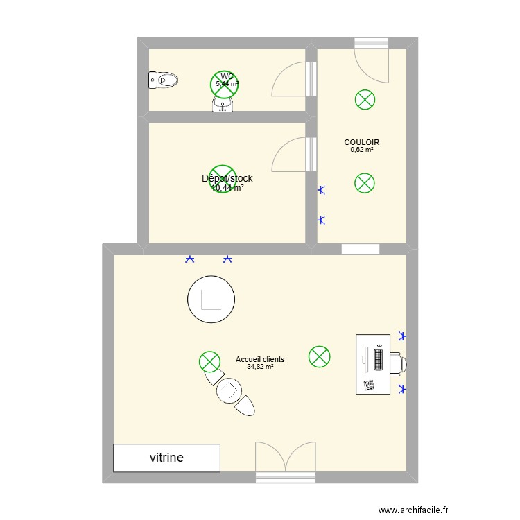 Vitrine medjino. Plan de 4 pièces et 60 m2