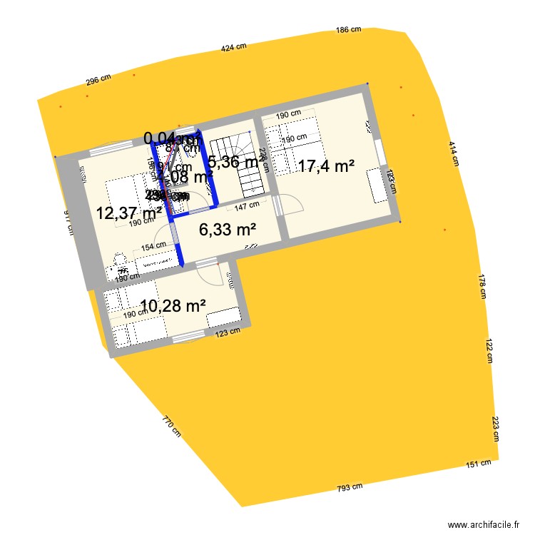 PRIEUX intérieur 1ER 2. Plan de 7 pièces et 56 m2